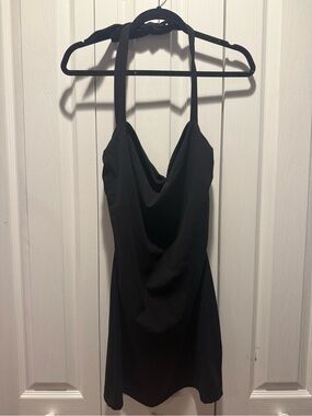 Garage | Dresses | Garage Holly Satin Plunge Halter Dress Hot Pink